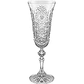 Barski Toasting Flute - Champagne - Flutes - Set of 6 Flute Glasses - Cut Crystal - Wedding Toasting Flute Glasses For Bride and Groom - Each Glass is 4.5 oz Made in Europe