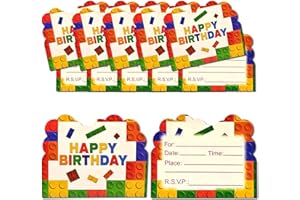 20PCS Building Block Invitation Cards, Building Block birthday Party Supply, Birthday Party Invitations for boys or Girls