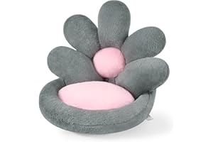 Ditucu Flower Shape Seat Cushion Comfy Kawaii Gaming Chair Cushions 19 inch Lazy Sofa Office Floor Pillow Pad Cute Stuff for Gamer Bedroom Decor Grey