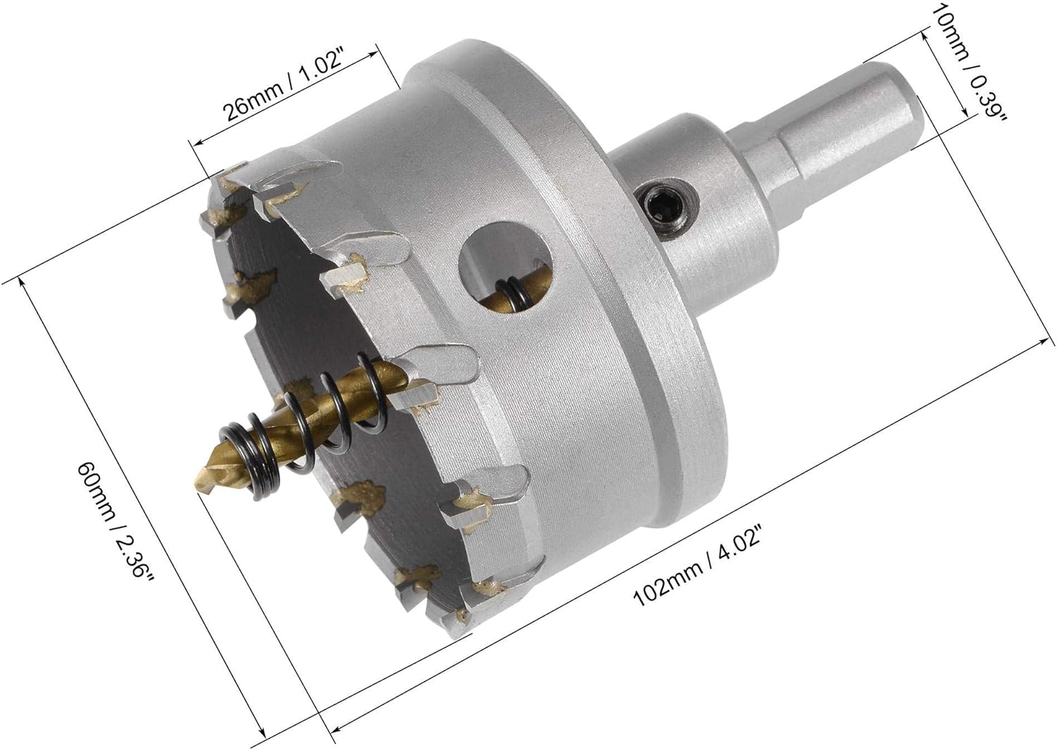 sourcing map 60mm Carbide Hole Cutter, Hole Saws for Stainless Steel Sheet Metal Non-slip Triangular Shank Limit Step - Image 3
