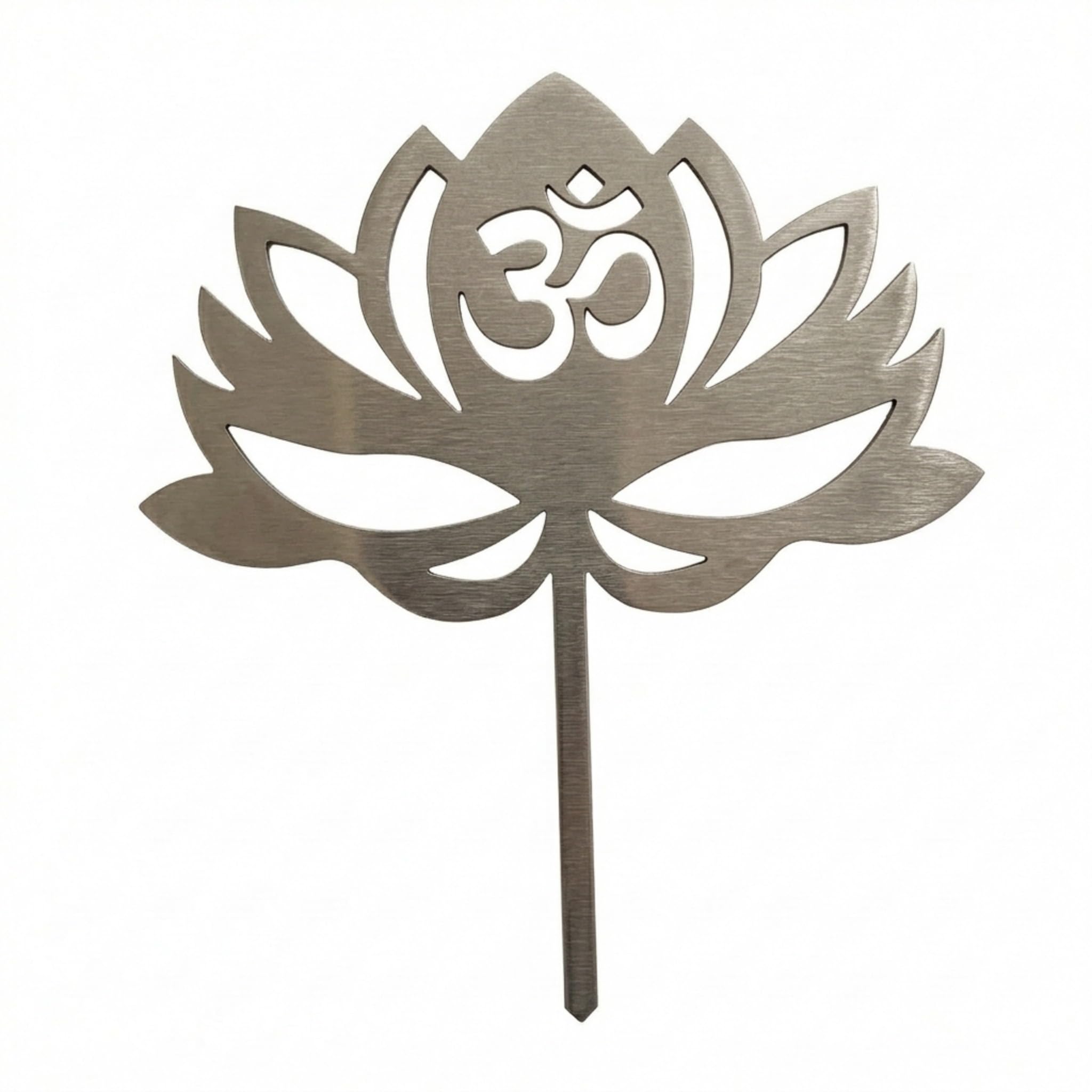 MM Steel Styles Stainless Steel Lotus Flower (with Om Sign) Flower Bed Stake Stainless Steel Decoration for Flower Bed Flower Pot Garden Decoration Meditation/Yoga