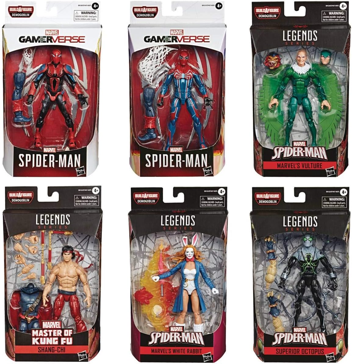 Husbro Spider-Man Marvel Legends: Vulture, White Rabbit, Shang-Chi, Velocity Spidey, Spidey MKIII, Superior Octopus Action Figure Set