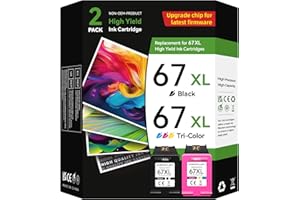 Chromojet 67XL Ink Cartridges Black/Color Combo Pack Compatible for HP Ink 67 67XL Printer Ink 67 Fit for DeskJet 4155e 2855e