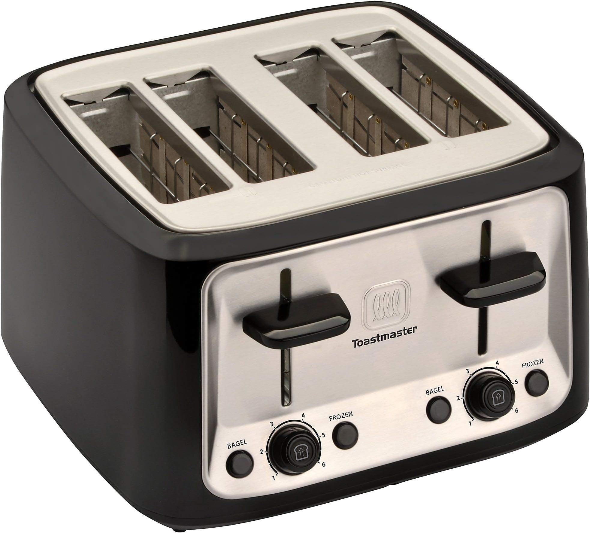 4-Slice Toaster - Black with Stainless Steel - Multi-Function Toaster with Adjustable Browning Controls - For Sandwich Toasting, Breakfast Bread & More