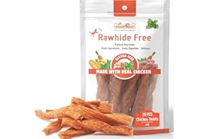 LuvChew Chicken Dog Chew Twist Sticks, Puffed Human Grade Chicken Dog Treat Sticks, Rawhide Alternative, Easy to Digest 20pcs/Pack