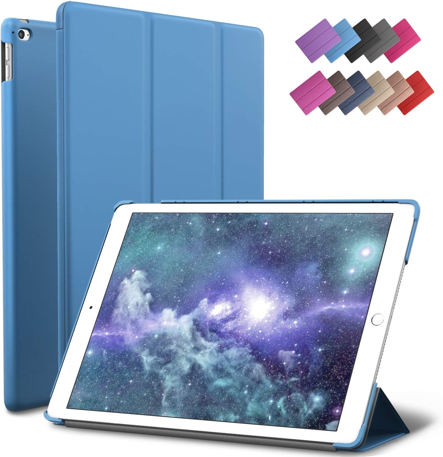 ROARTZ iPad Mini 4 case, Blue Slim Fit Smart Rubber Coated Folio Case Hard Cover Light-Weight Auto Wake/Sleep for Apple iPad Mini 4th Generation Model A1538/A1550 Retina Display