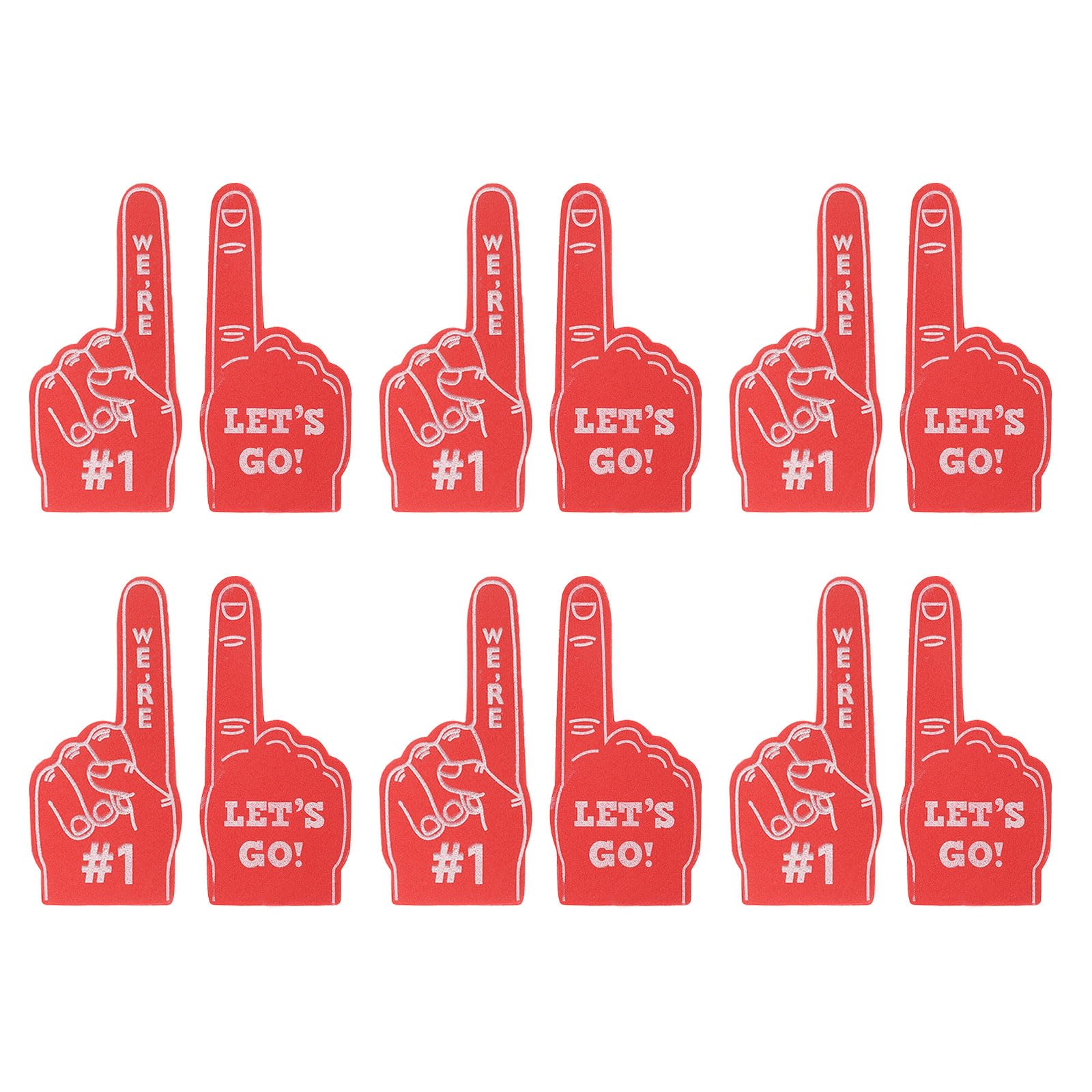 PATIKIL Mini Foam Fingers 5.1 Inch, 48 Pack We're #1,let's go! Cheerleading Foam Finger for Sports Fan Events Games Party Favors, Red