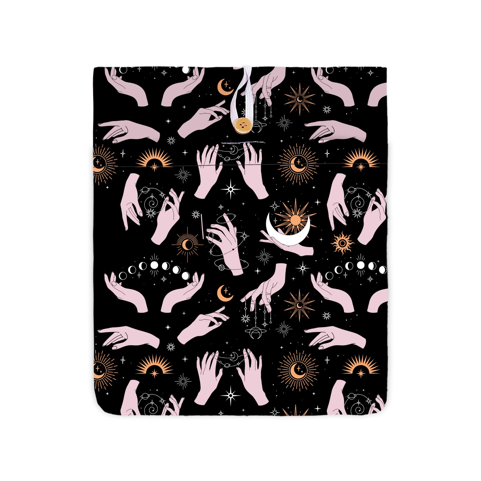 NICENEEDED Tarot Theme Book Cover Sleeve With Button, Black Protector With Front Pocket Waterproof Pouch for Lovers, Multifunctional Storage Bag for Paperbacks Hardcovers