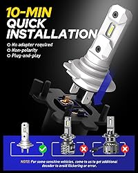 AUTOONE H7 LED Fog Light Bulbs, Upgrade with up to
