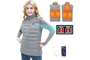 MEXITOP Women Heated vest with Battery Pack 9V Lightweight Softshell Collar Heating 6 Zones