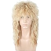 LeMarnia 70's 80's Rock Mullet Wig Blonde Curls Halloween Costume Fashion Wigs Fancy Party Accessories Wigs