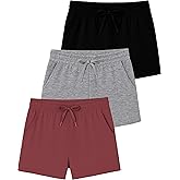 Real Essentials 3 Pack: Girls' Lounge Soft Comfy Shorts with Drawstring - Everyday Shorts for Kids Youth Teens with Pockets