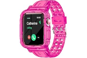 SXTDDSP Clear Band Compatible for Apple Watch Band 45mm 44mm 42mm 41mm 40mm 38mm, Jelly Crystal Women Men Watch Bumper Case Strap for iWatch Series 9 8 7 6 5 4 3 2 1 SE
