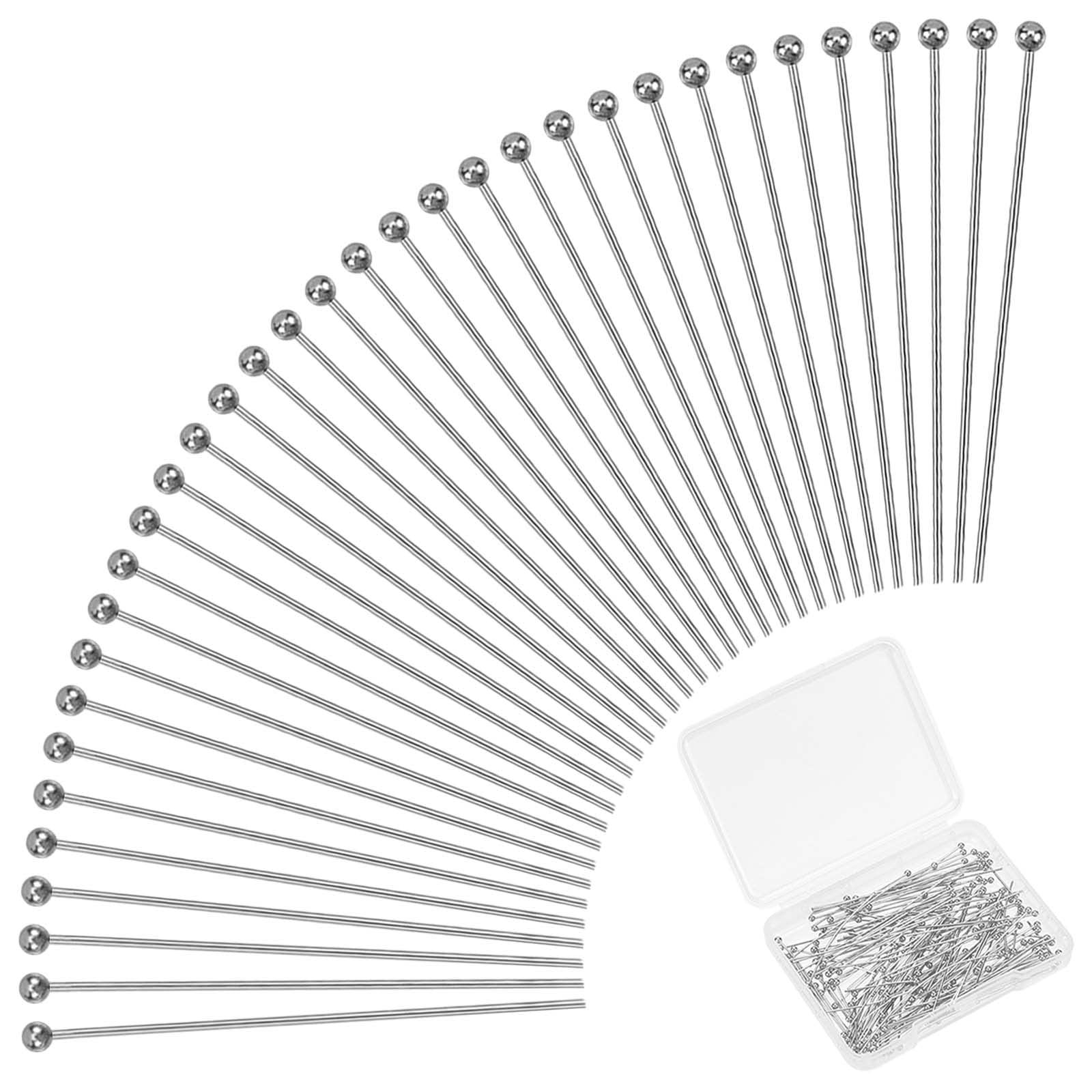 PH PandaHall 500pcs Head Pins, 4cm Ball Headpins 304 Stainless Steel Headpins Bendable Earring Pins Filled Ball Pin for DIY Craft Beading Earring Pendant Bracelet Necklace Jewelry Making