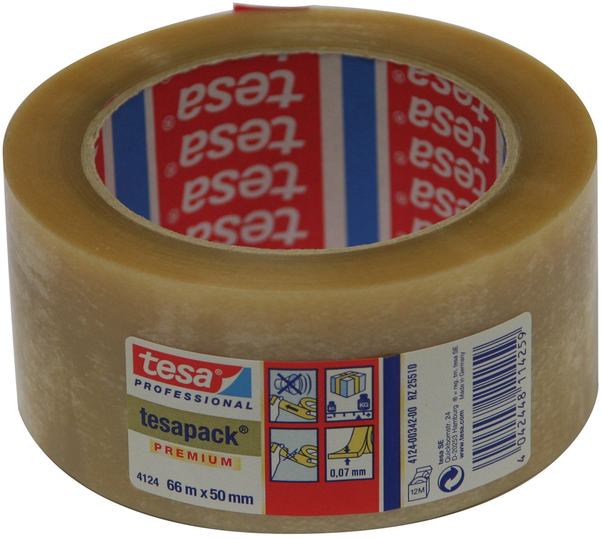 Tesa 04124-00342-00 Pack Premium Packing Tape 66 m x 50 mm Transparent
