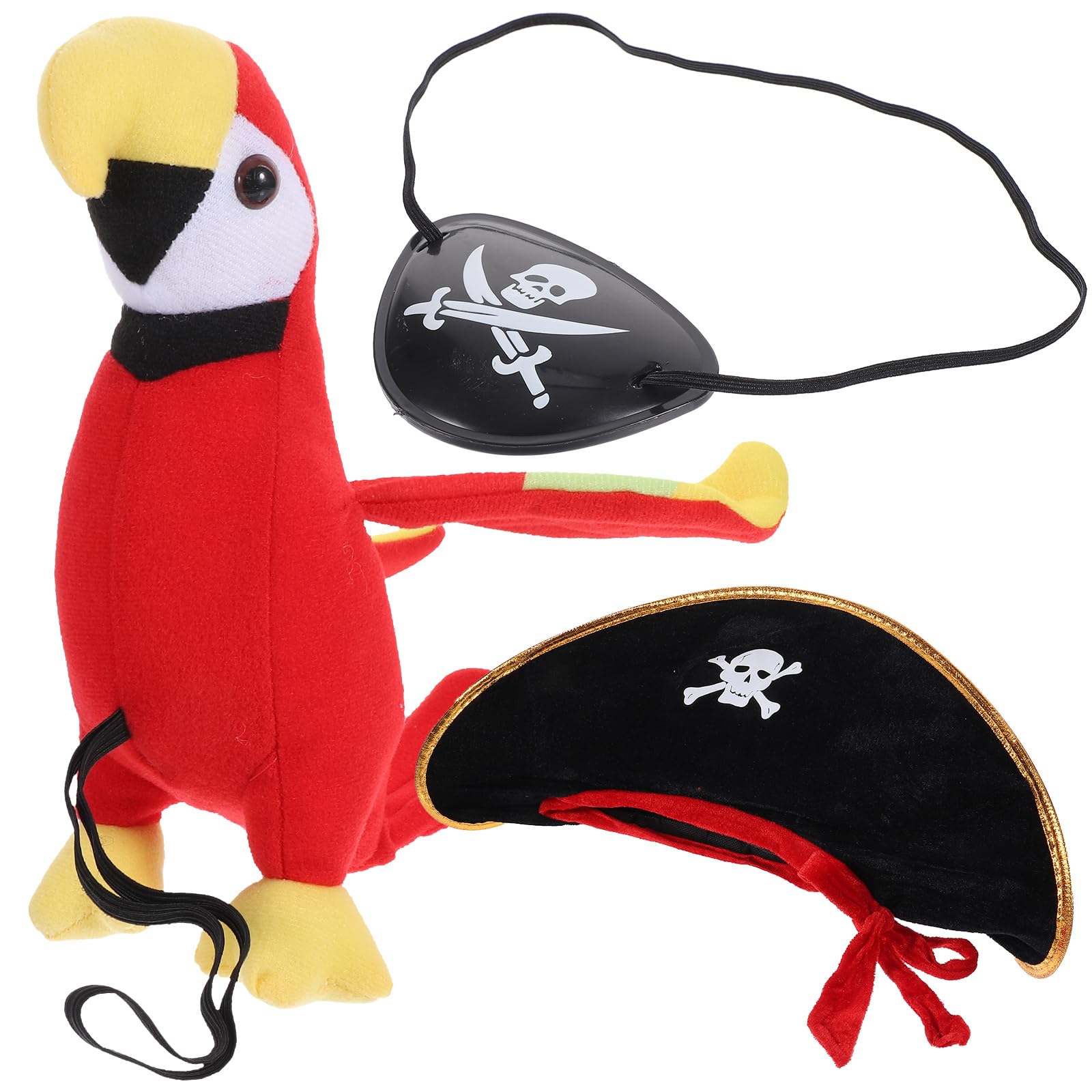 Amosfun 3pcs Kids Halloween Pirate Costume Accessory, Including Parrot on Shoulder, Skull Eye Patch, with Hat, Halloween Pirate Cosplay Props