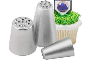 Hropzrcs Silver Star Opening Stainless Steel Cake Decorating Tips Piping Tips for Cake Decorating Kit