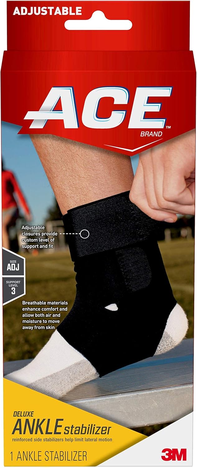 ACE Deluxe Ankle Stabilizer, Support to sprained or strained ankle, Satisfaction Guarantee, One Size Fits Most: Health & Personal Care