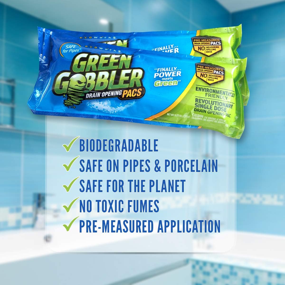 Green Gobbler DRAIN OPENER PACS | Hair Clog Remover | Toilet Clog Remover | Sinks & Tub Drain Cleaner: Home Improvement