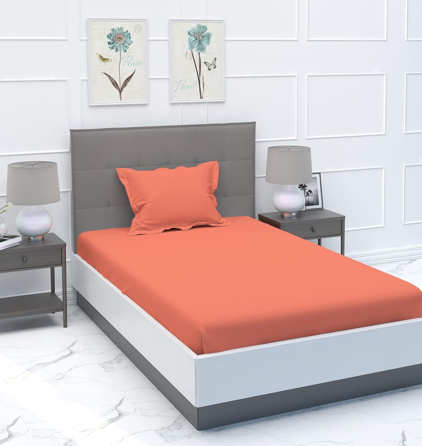 MYSA 240 TC Microfiber Plain Solid Color Bedsheet Single Bed with Large