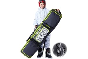 XCMAN Padded Snowboard Bag with Wheels, Extendable Roller Ski Bag for Air Traveling Adjustable Length - Extra Long/Wide/Deep,Waterproof - with Protection Ribs