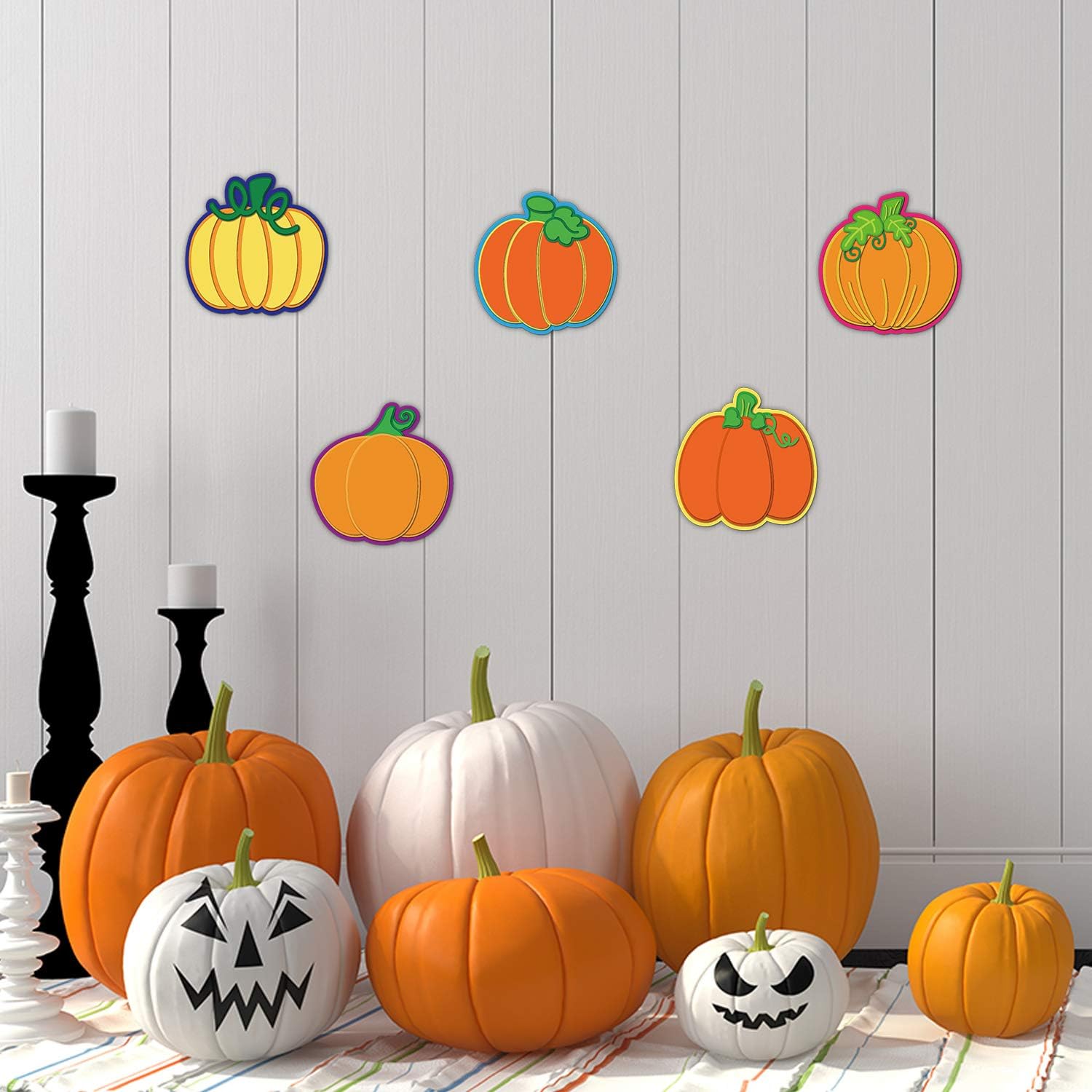 Thanksgiving Pumpkin Cutouts Classroom Decoration Pumpkin Colorful Cutouts with Glue Point Dots for Bulletin Board Classroom School Fall Theme Party, 5.9 x 5.9 Inch : Office Products