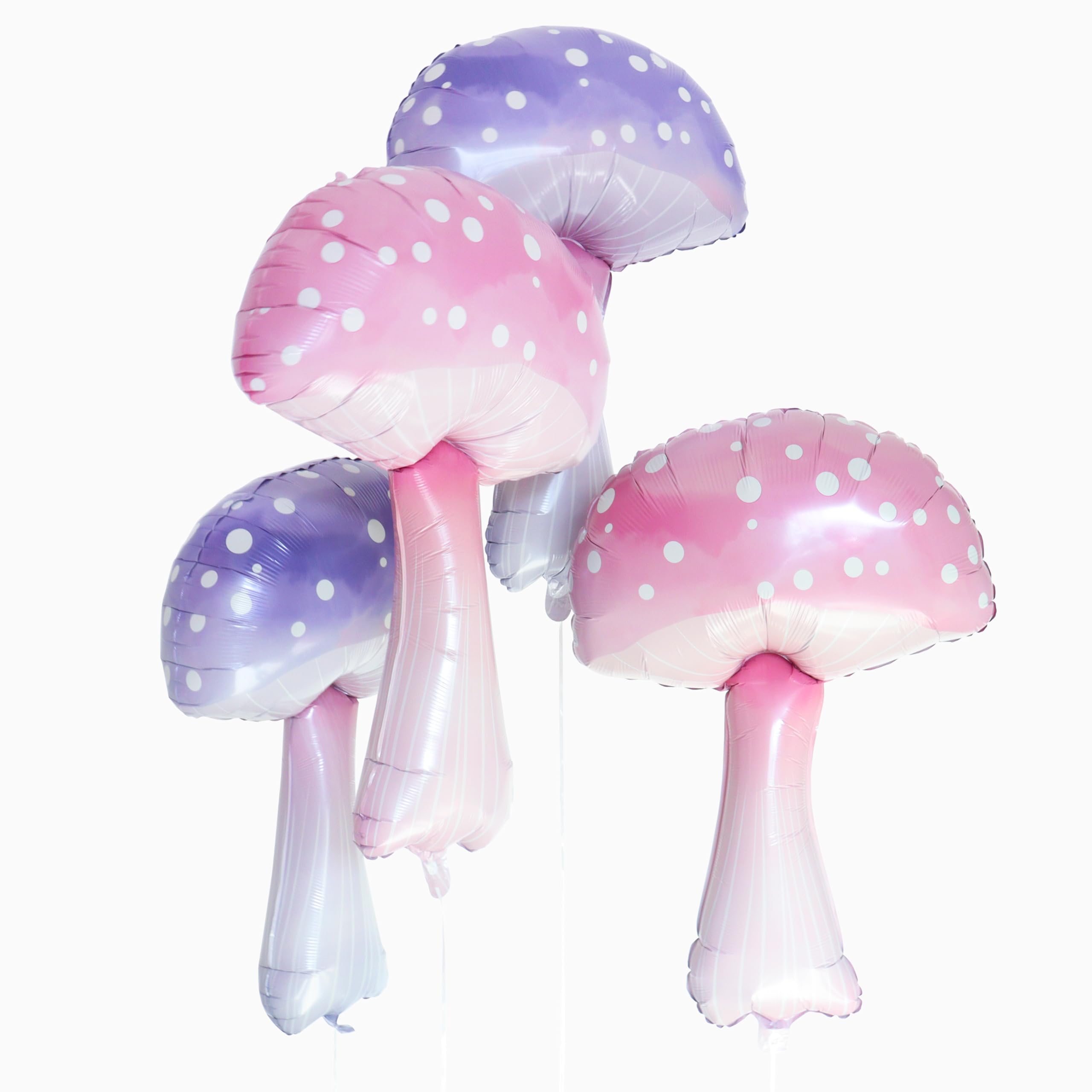 Photo 1 of 23 * 35inch Pink Mushroom Balloons Purple Mushroom Balloons Iridescent Magic Mushroom Balloons for Birthday Party Decoration Ideal for Birthday/Carnival/Special Events 4pcs