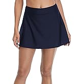 beautyin Women's Solid Swim Skirt Build-in Brief Tummy Control Tankini Bottoms