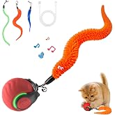 Interactive Cat Toys with Chirping Sounds &amp; 3 Speed Modes for Indoor Cats | Bird Sounds, 3 Speed Modes, 3 Tails, Rechargeable Automatic Rolling, Fast Charging Ball, For Indoor Cats on Hard Floor Carpet