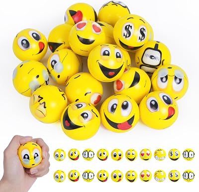 Ainiv 20Pcs Funny Face Squeeze Stress Balls PU 4.5cm Sensory Fidget