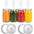 Jillmo Fermentation Lids for Wide Mouth Jars, Pack of 6 Fermenting Kit for Making Sauerkraut, Kimchi, Kombucha (NO Jars)