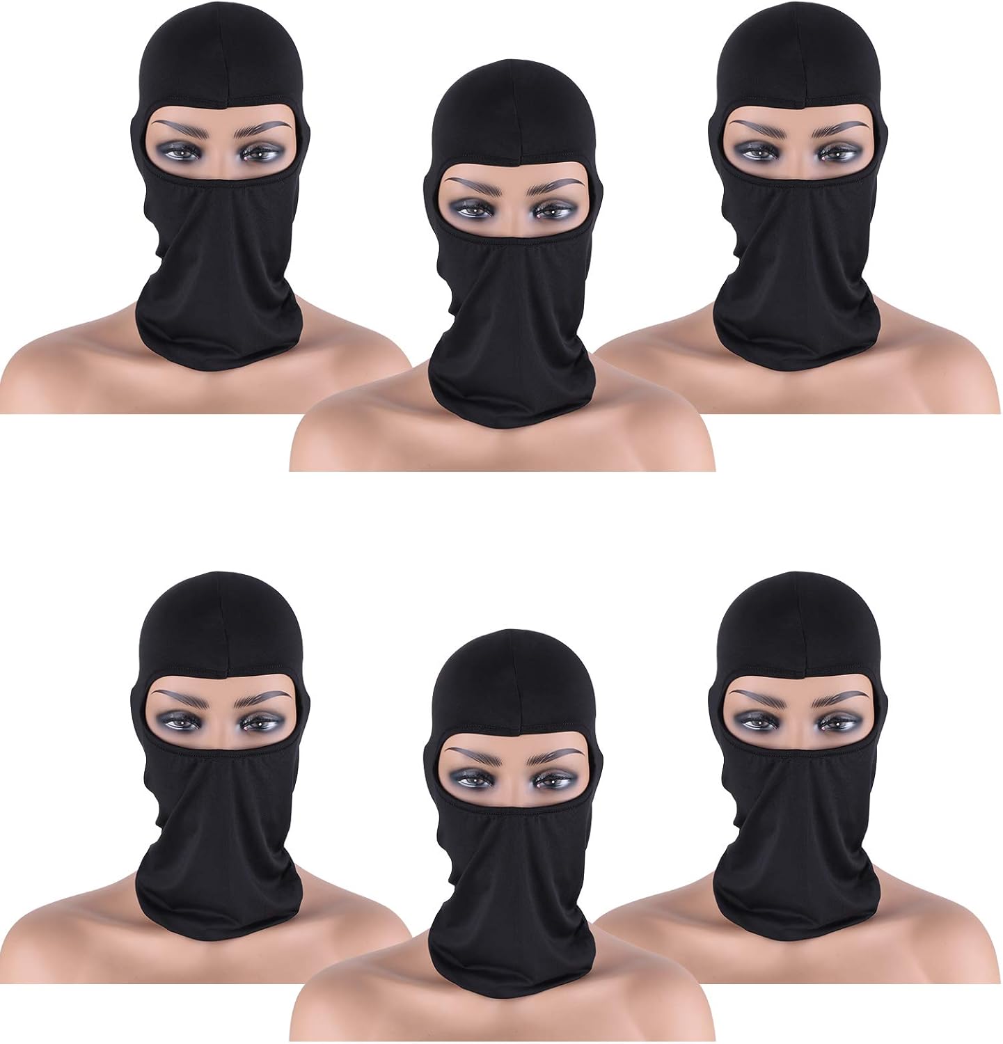 Tatuo 6 Pieces UV Sun Protection Balaclava Full Face Clothing Winter Windproof Ski Face Clothing for Outdoor Motorcycle Cycling Black at  Men’s Clothing store