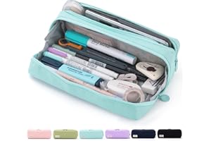 CICIMELON Large Capacity Pencil Case Pouch with Zipper Spacious Opening Pen Bag School Office Storage for Students Girls Boys Adults, Light Blue