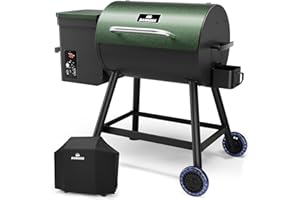 DAMNISS Electric Wood Pellet Smoker Grill 8 In 1 BBQ Grills for Outdoor Grill with Auto Feed & PID Temperature Control (180-450°F) and Rain Cover 456 Sq.In Cook Area for Backyard New House Gifts