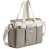 G4Free Canvas Tote Bag with Pockets, Medium Size Crossbody Work Tote Bag for Women Zipper Closure