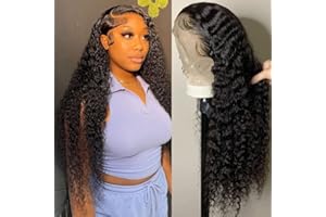 DELIZZLY Water Wave Lace Front Wigs Human Hair 13x4 Transparent Lace Frontal Wig Glueless Water Wave Wig HD Lace Front Wigs Pre Plucked with Baby Hair 180% Density Curly Human Hair Wig Natural Color 26inch