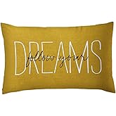 Emvency Yellow Throw Pillow Cover Rustic Follow Your Dreams Decorative Pillow Case Monogram Home Decor Rectangle Queen Size 20x30 Inch Cushion Pillowcase