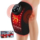 Comfytemp 3D Red Light Therapy Knee Wrap with Vibration Massage, FSA Eligible HSA Cordless 5000mAh Heated Knee Massager, Near Infrared Light Brace for Knee, Valentines Day Gifts for Her, 660nm & 850nm