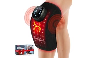 Comfytemp 3D Red Light Therapy Knee Wrap with Vibration Massage, FSA Eligible HSA Cordless 5000mAh Heated Knee Massager, Near Infrared Light Brace for Knee Joint, for Women Men, 660nm & 850nm
