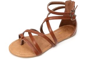 Luffymomo Women's Gladiator Strap Sandals Flat Fisherman Thong Cross Strappy Sandals