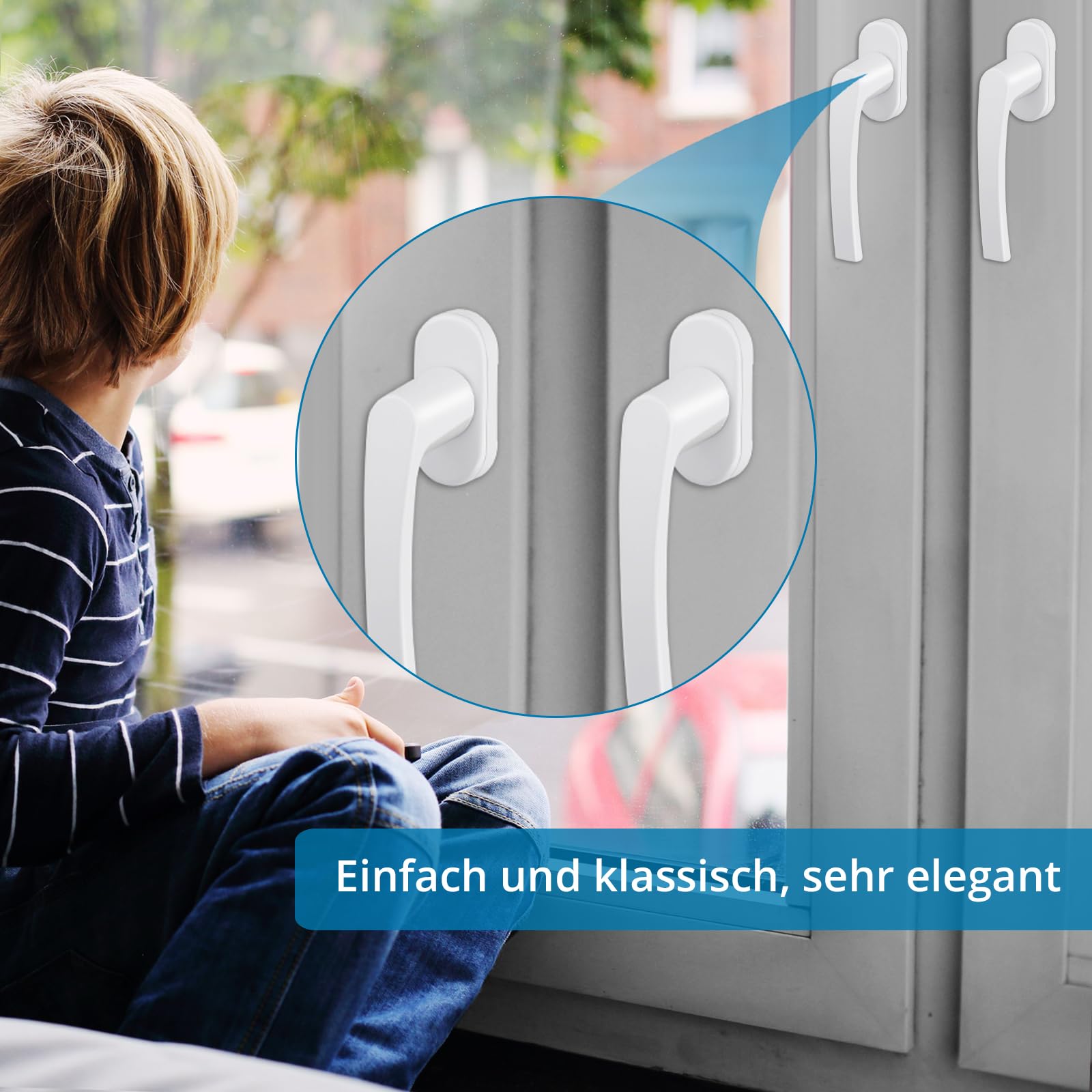 AUTOUTLET Fenstergriff Aluminium, 8 Stück Fenstergriff weiß Fensterschloss Balkontürgriff ohne Schließzylinder, in Stiftlänge 35mm, Türgriffe für Fenster, Terrassentüren und Balkontüren 5