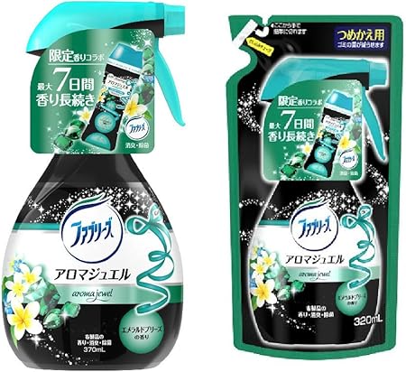 Amazon ファブリーズ 消臭芳香剤 アロマジュエル エメラルドブリーズの香り本体 詰め替えセット P G スプレー