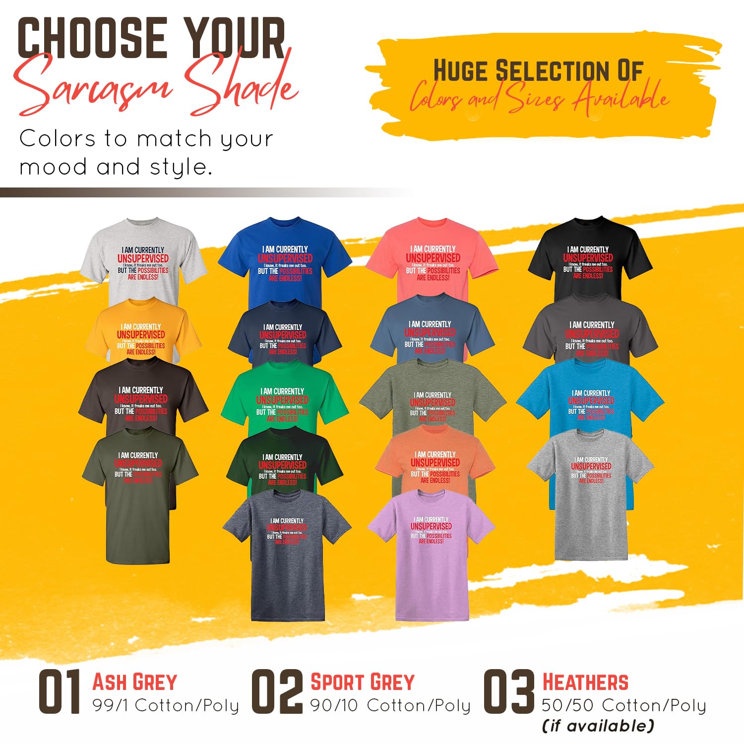 Feelin Good Tees I'm Currently Unsupervised Novelty Graphic Sarcastic Funny T Shirt