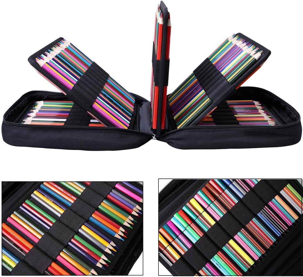 JAKAGO Large Pencil Case Big Capacity Holds 220 Colored Pencils,Portable Waterproof Storage Stationery Bag,Great Gift for Women/Man/Student/Artist (Black) - Image 3