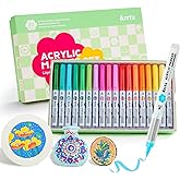 Arrtx 36 Colors Direct Liquid Ink Acrylic Paint Pens for Rock Painting, Brush Tip Acrylic Pen, Acrylic Markers, Waterproof Paint Marker, Art Supplies for Stone, Glass, Egg, Wood, DIY Crafts