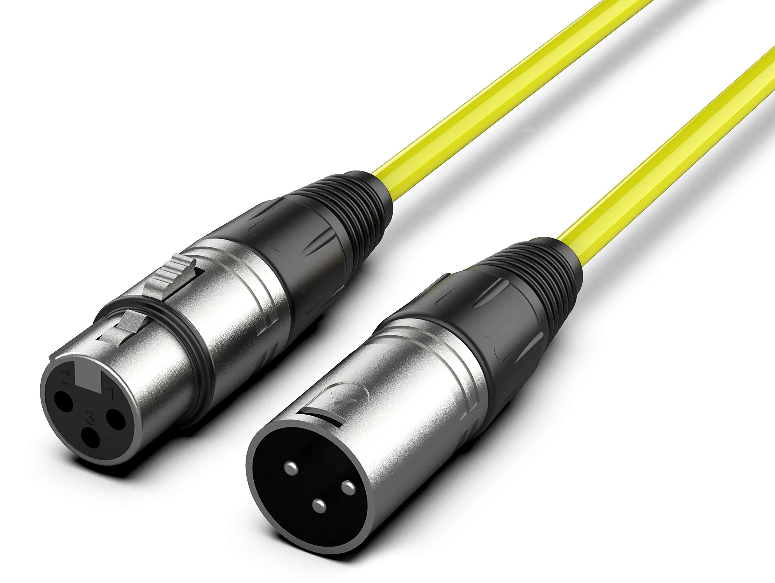 Audibax Silver XLR Male to XLR Female Cable – Length 10 Metres – High Signal Transmission OFC Connectors – PVC Coated – Maximum Insulation – Diameter 6 mm – Yellow
