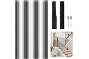 LUKLOY 30 Pack 36" x 1/2" Wrought Iron Balusters for Staircase Interior, Hollow Stair Baluster, Plain Bar Stair Railing Indoor Spindles Banister with 2 Drill Bit