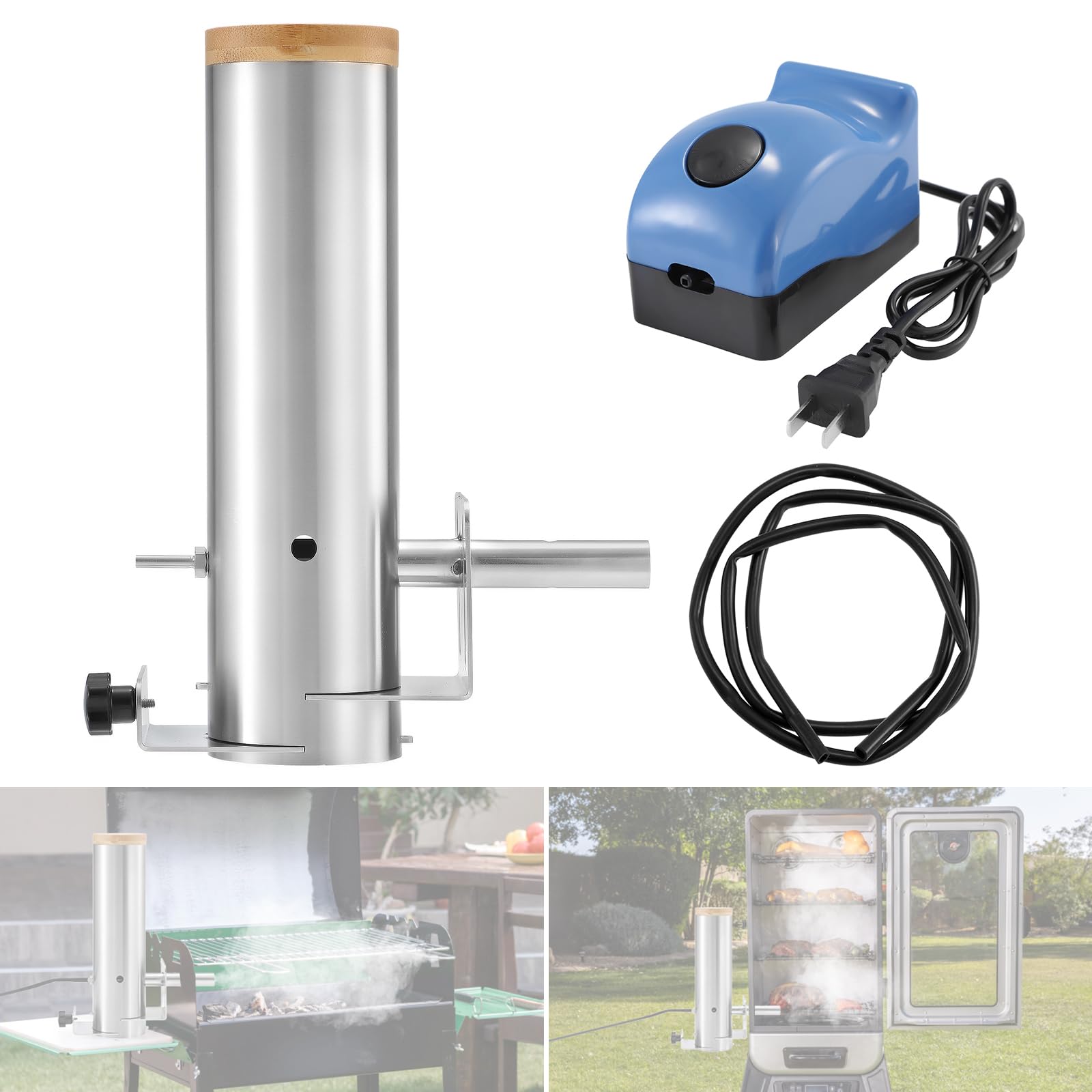 Photo 1 of IRONWALLS Electric Cold Smoke Generator with Lid & Air Pump, Portable Barbecue Smoker, Wood Chips Pellets Smoker Generator with 1L Capacity, Stainless Steel Hot and Cold Smoke Maker Machine for Food