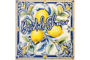Bridal Shower Guest Book: Lemon Tile Memory Book for Bachelorette Party | Mediterranean Citrus Italian Theme Wedding Shower Sign In Book