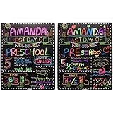 Personalized First Day and Last Day of School Sign 13" x 16" Large Chalkboard Style Photo Prop Back to School Supplies - 2 Pc